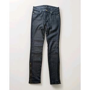 7 FAM Sz 28 AU5331215A Coated Black Skinny Cigarette Jean Gold Hardware